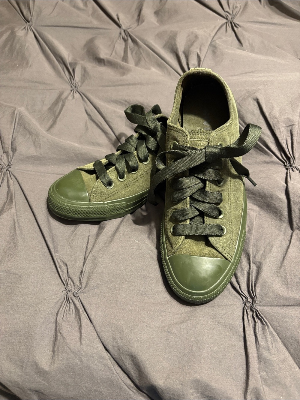 Converse Olive Suede Sneakers